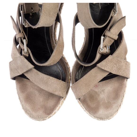 Authentic Balenciaga Gray Suede Espadrille Strappy Wedge Sandals Size EU 41 - Picture 5 of 7